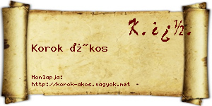 Korok Ákos névjegykártya